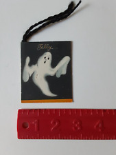 Old Vintage Cardstock Halloween Flying Ghost Tally Card Hallmark Unused picture