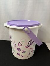 Tupperware Bucket 4654 With Handle Lilac Purple Lid 8.5 Liter Dragonfly Flowers picture