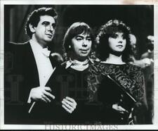 1985 Press Photo Andrew Lloyd Webber with Placido Domingo and Sarah Brightman picture
