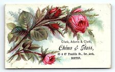c1880 BOSTON MA CLARK, ADAMS & CLARK CHINA & GLASS FRANKLIN ST TRADE CARD Z1454 picture