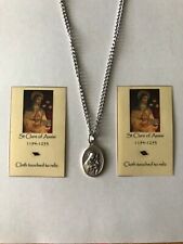 Catholic Saint Clare of Assisi St relic reliquary medal Franciscan nun Holy Card picture