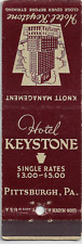 Hotel Keystone Pittsburgh PA. Single Rates $3-$5 FS Empty Matchbook Cover picture