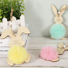 Easter Rabbit Wooden Ornaments Bunny Slices Wooden Tags  Plush Tail Pendants picture
