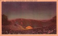 Postcard CA Hollywood Night Scene Hollywood Bowl 1946 Linen Vintage PC f5952 picture