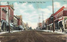 c1910 Falls City Nebraska Stone Street Looking North Hotel Vintage Postcard picture