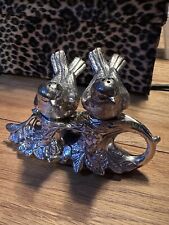 Vintage ELEANOR CLAIRE Custom Silver Bird Salt & Pepper Shakers Made in Japan picture