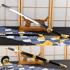 alloy golden dragon fittings Chinese sword with tassels folded steel sharp blade picture