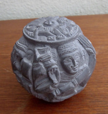 Vintage Estate Lord Ganesha Hindu God w/3 Deities in Carved Stone Orb- Rare- EUC picture