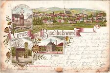 BISCHOFSWERDA GERMANY Forerunner 1892 Early Vintage Litho Postcard (b42473) picture