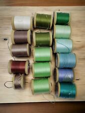 Lot of 14 Sewing Thread on Vintage Wood Spools JP Coats Clark USA Partially Full picture