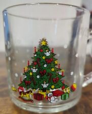 Libbey Christmas Tree Holiday Glass Mugs Set Of 12 Vintage, Original Box picture