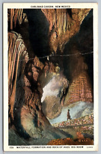 Antique Post Card Carlsbad Cavern New Mexico Waterfall Rock of Ages Big Room  picture