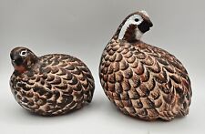 Pair of Vintage Handpainted Ceramic Quail Figurines Game Birds picture