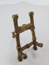 Vintage Gold Brass Bamboo Metal Place Card Holder Easel Style Hollywood Regency picture