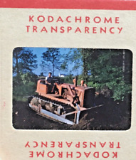 35mm Slide Red Kodachrome Original Farmer Riding Bulldozer 1950s Indiana picture