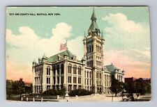 Buffalo NY-New York, City And County Hall, Antique, Vintage Souvenir Postcard picture