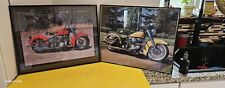 Harley Davidson: 2 Awesome Vintage Pictures (1) 1965 Red Panhead (1) 1954 Yellow picture