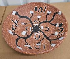 Australian Aboriginal Bowl 12 1/2 Terracotta Dish-Bowl Hand Painted Unsigned picture