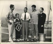 1948 Press Photo Edward B. Jahncke, Son, Fellow Yachtsmen after Star Class Win picture