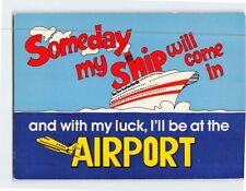 Postcard Greeting Card with Quote and Ship Plane Comic Art Print USA picture