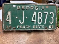 License Plate Tag Georgia GA 1968 4 J 4873 “Peach State” Rustic USA picture