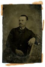 c1860'S 1/6 Plate 2X3 in Named TINTYPE Handsome Man Mustache Named Allen Pyle picture