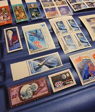 Vintage 60-80s set of 13  pieces  of soviet post stamps. Soviet space program picture