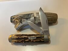 Vintage KABAR 1190 Genuine Stag Cigar Jack Knife Perfect Condition 4 1/4” Closed picture