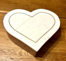 New 10” Marble And Wood Heart Box Genuine Marble picture
