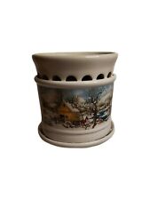 Vintage Ceramic Winter Scene Candle Oil Wax Warmer Removable Base picture