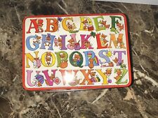 Vtg JSNY Colorful ABC Tin Empty Collectable Keepsake Storage picture