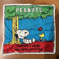Vintage Peanuts Snoopy Woodstock  Handkerchief Hallmark Schulz Cotton picture