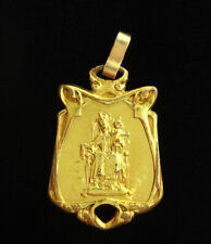 Vintage Mary Mount Carmel Gold Tone Medal Religious Holy Catholic Jesus picture