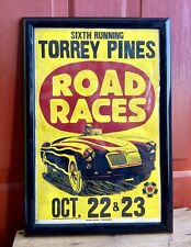 Framed 50s/60s Torrey Pines Cali Sports Car Road Races Poster Sign MG MGA picture