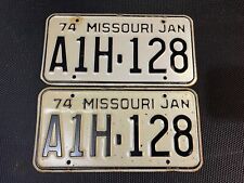 MISSOURI LICENSE PLATE PAIR 1974 74 JANUARY A1H 128 picture
