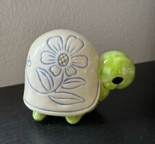 Vintage Retro Turtle Tortoise Handmade Piggy Bank Flower Ceramic Art picture