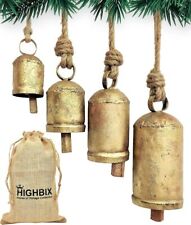 HIGHBIX Set of 4 Harmony Cow Bells Vintage Handmade Rustic Bells on Rope picture