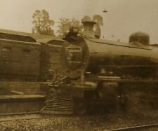 Antique RPPC Steam Engine Locomotive in Depot Railroad Station Vintage Train  picture