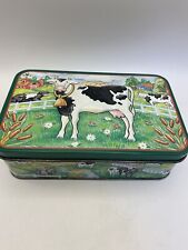 Vtg Country Core Raised Holsteins Cow Farmhouse Tin Green Country Decor picture
