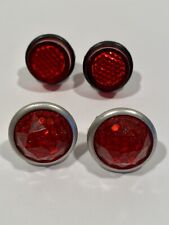 Vintage RED REFLECTORS Bicycle Motorcycle License Plate Screws 2 JEWELED 2 OTHER picture