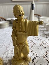 Vintage Chinese yellow figurines ceramic picture