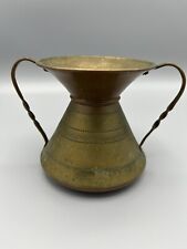 vintage antique copper handled small spittoon with rose detail picture