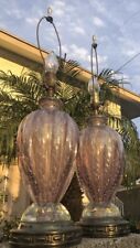Vintage Murano Purple Glass Lamps Pair Early Barovier & Toso Art Deco Era Design picture