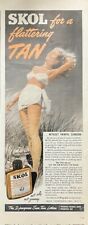 Rare 1940s Vintage Original Skol Sun Tan Tanning Lotion Beautiful Woman Swimsuit picture