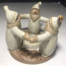 Tii Collections Ceramic Santa Trio Circle Of Santa’s Candle Votive Pottery Elves picture