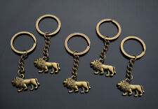 5x PCS - Bronze Lion Pendant Keychain Key Ring Chain Growling Zoo Animal Gift picture
