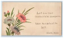 c1910 Hand Painted Art Flower Religious Verse Postal Card Postcard picture