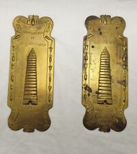 VINTAGE**RARE** 1901 EMBOSSED BRASS COCA COLA SET OF 2 DOOR PUSH SIGN AWARD NICE picture