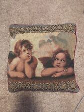 Vintage 1980s Raphael two angels pillow picture