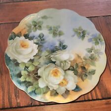 Antique Haviland Hand Painted Roses Limoges Porcelain Plate Signed 8 1/2 Inch picture